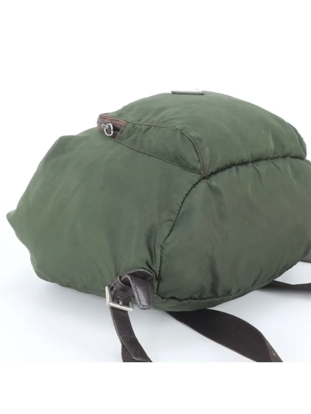 Prada Tessuto Nylon Triangle Logo Leather Backpack